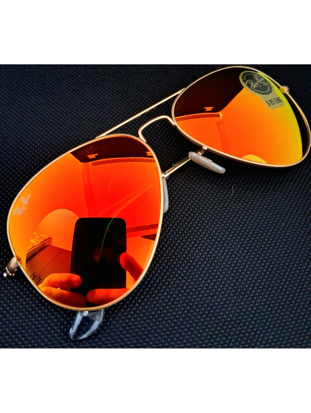 NEW Ray Ban RB3025 58mm Aviator Fire Orange Lens Gold Frame Sunglasses - Picture 2 of 5